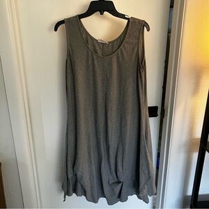 Neon Buddha Light Grey Cotton Sundress with Gathered Hem M fits like L